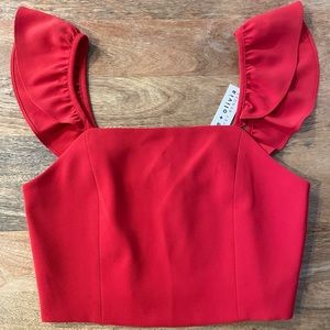 Alice + Olivia Ruffle Sleeve Crop Top - Size 4